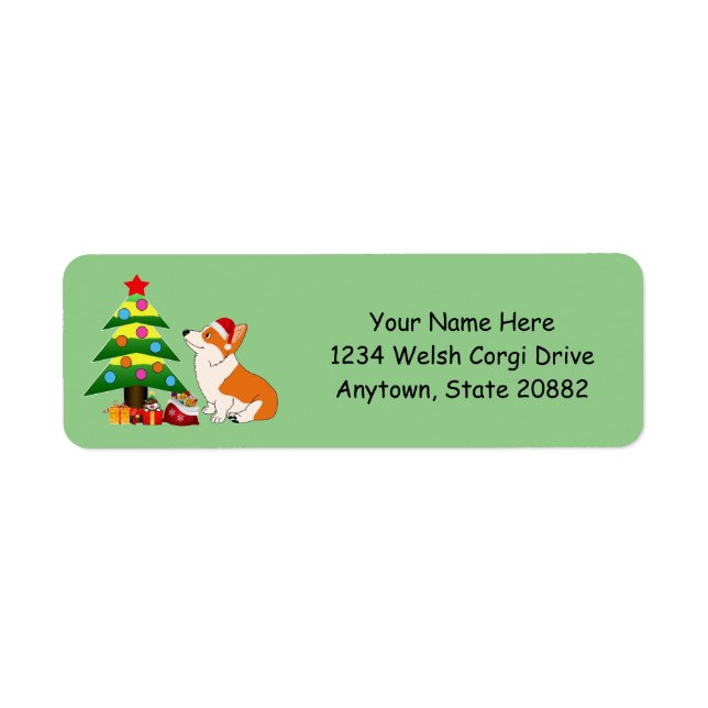 Christmas Welsh Corgi Cartoon Label (Front)
