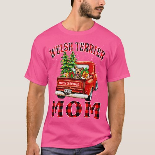 Christmas Welsh Terrier Mom Santa Hat Truck Tree P T_Shirt