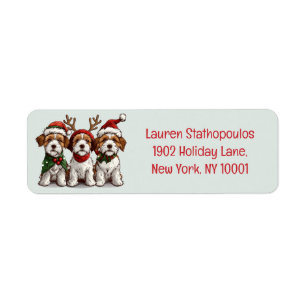 Christmas Welsh Wire Fox Terrier Dogs Label