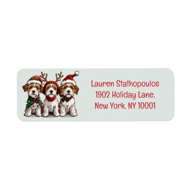 Christmas Welsh Wire Fox Terrier Dogs Label (Front)