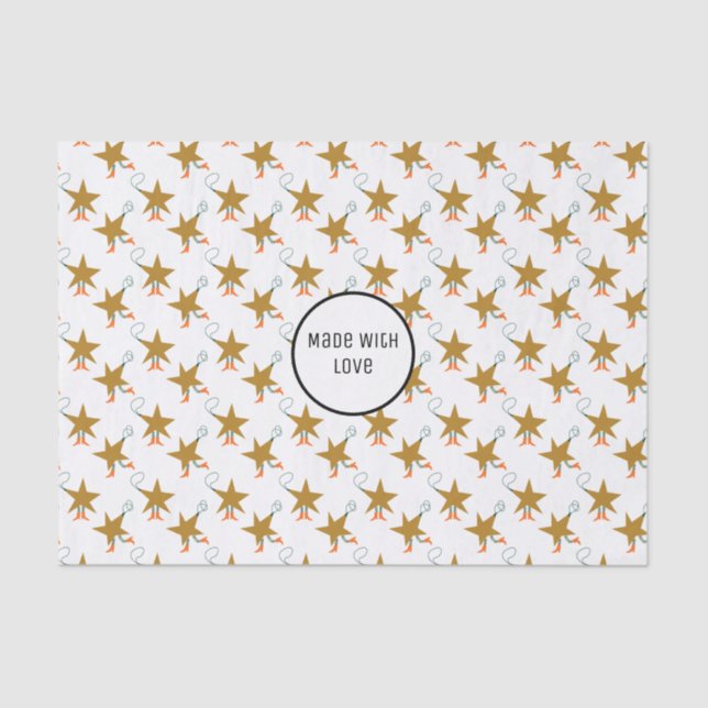 Christmas Western Stars White Text Tissue Paper (Front)