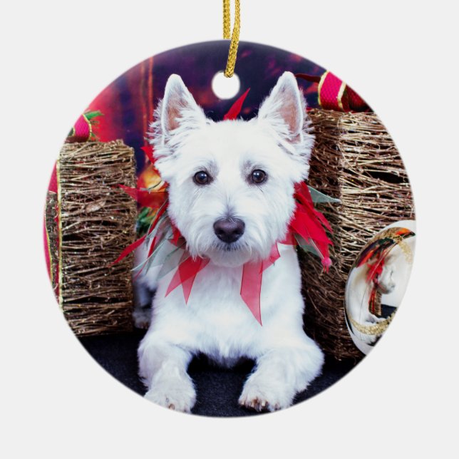 Christmas - Westie - Bella Ceramic Ornament (Front)