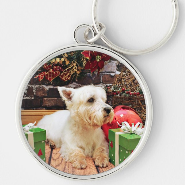 Christmas - Westie - Callie Keychain (Front)