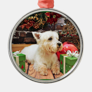 Christmas - Westie - Callie Metal Ornament