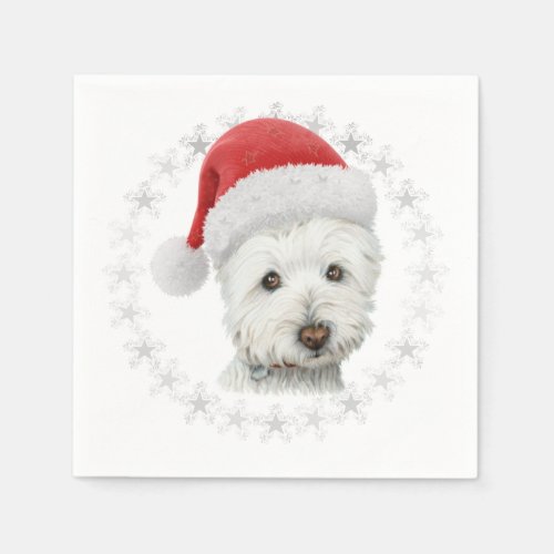 Christmas Westie Dog Art Napkin