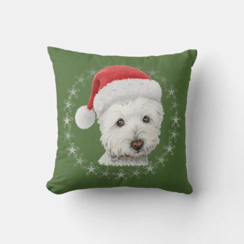 Christmas Westie Dog Art Pillow