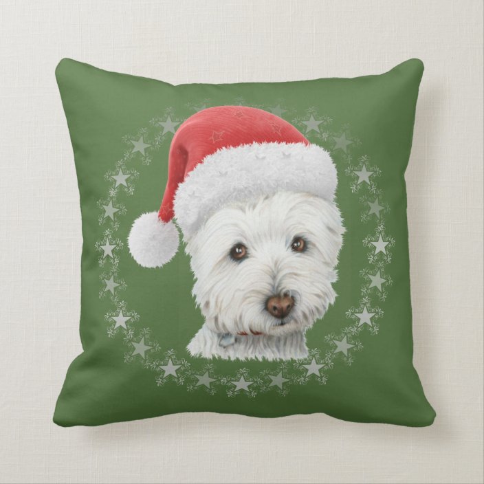 westie christmas pillow