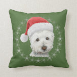 Christmas Westie Dog Art Pillow