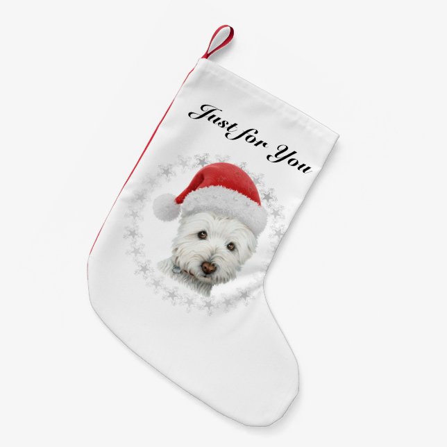 Christmas Westie dog art Stocking (Front (Hanging))