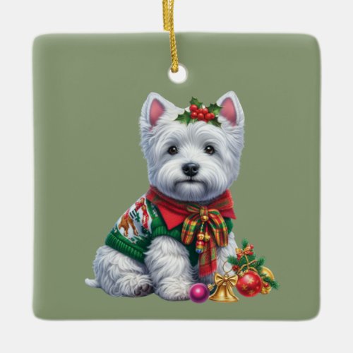Christmas Westie puppy ornament