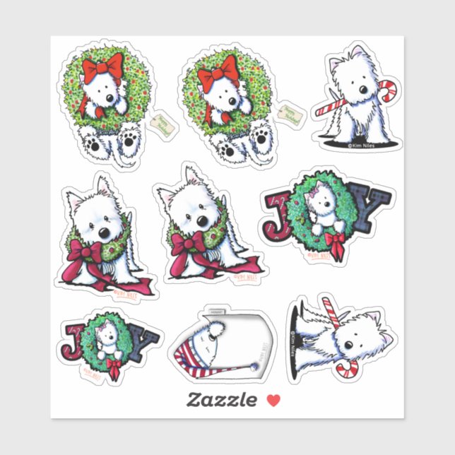 Christmas Westie Vinyl Sticker Set (Sheet)