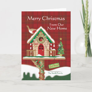 Christmas, We've Moved, Cute Birdhouse Card
