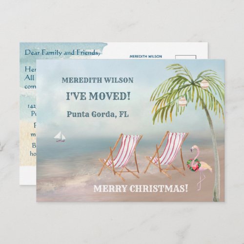 Christmas Weve Moved Ocean Beach Budget Move Announcement Postcard