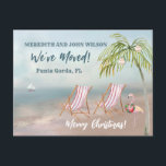 Christmas We've Moved Watercolor Beach Moving   Announcement Postcard<br><div class="desc">We've Moved Watercolor Beach -- peaceful and gentle scene with two beach chairs.  Just waiting for you to come visit.  Lots to personalize on this card as well as sending best wishes for the holidays. Any design questions just send an email to charmdesignstudio@rcn.com and we'll be delighted to assist.</div>
