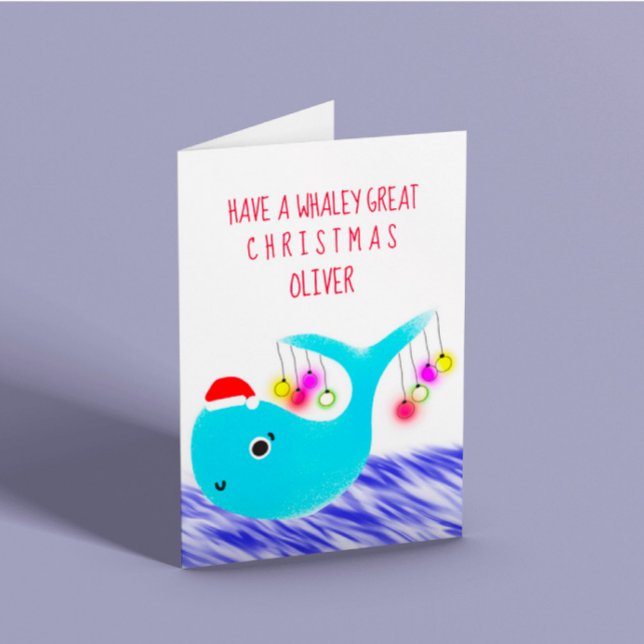 Christmas Whale Customizable Holiday Card (Creator Uploaded)