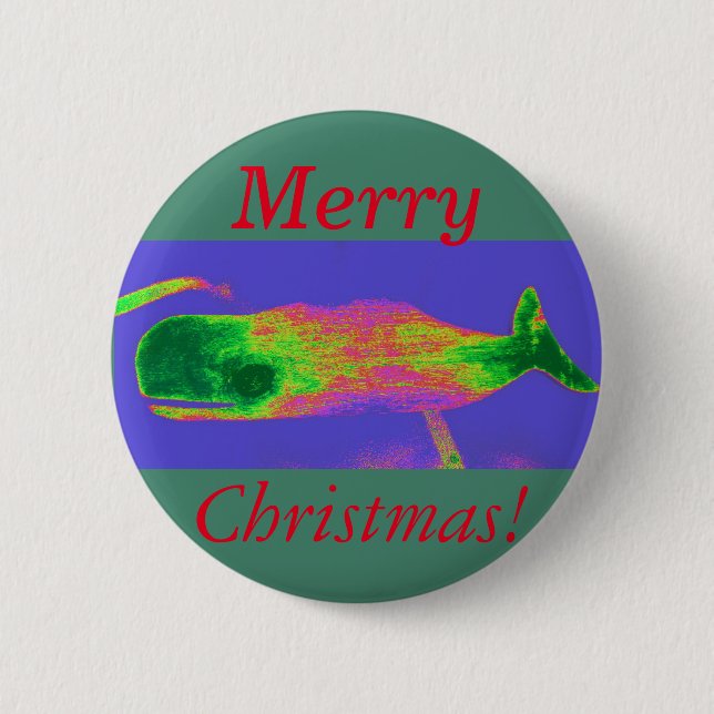 Christmas whale red/green button (Front)