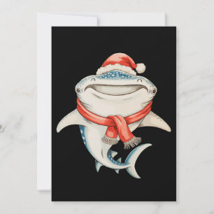 Christmas Whale Shark Santa Hat Xmas Holiday Card