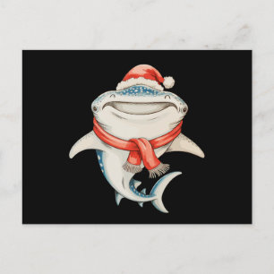 Christmas Whale Shark Santa Hat Xmas Holiday Postcard