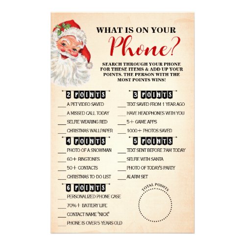 Christmas What is on your Phone Santa Game Card Flyer