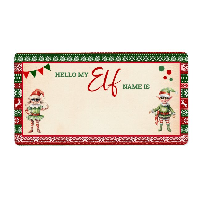 Christmas What is Your Elf Game Ugly Sweater Label (Front)