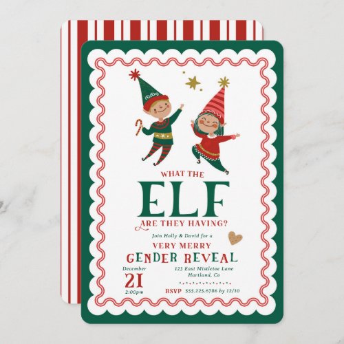 Christmas What the Elf Gender Reveal Invitation