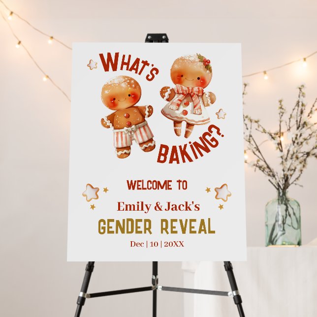 Christmas What's Baking Gender Reveal Welcome Foam Board (In Situ (Stand))