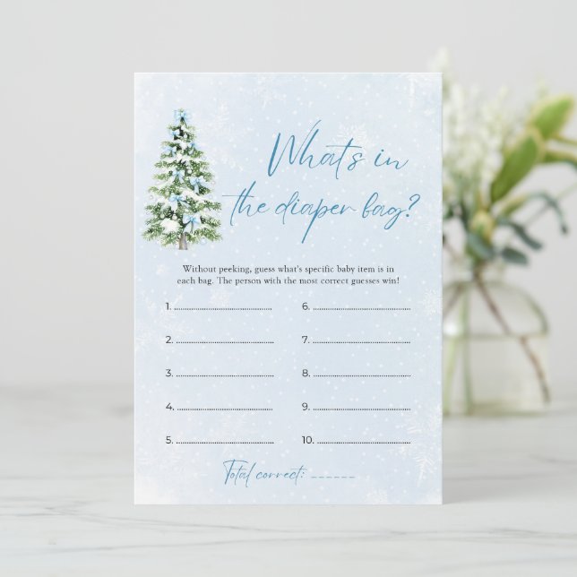 Christmas What's In The Diaper Bag Baby Shower  Invitation (Standing Front)