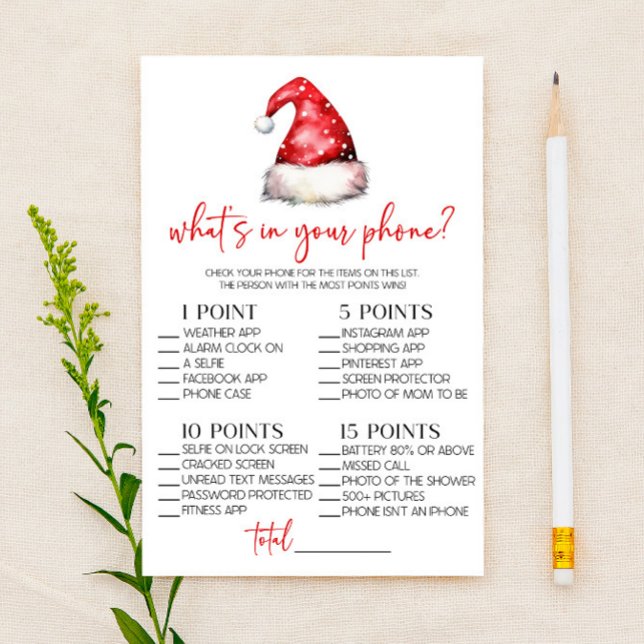 Christmas What's In Your Phone Baby Shower Game Stationery (Creator Uploaded)