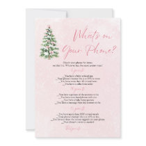 Christmas What's on Your Phone Baby Shower Game Invitation