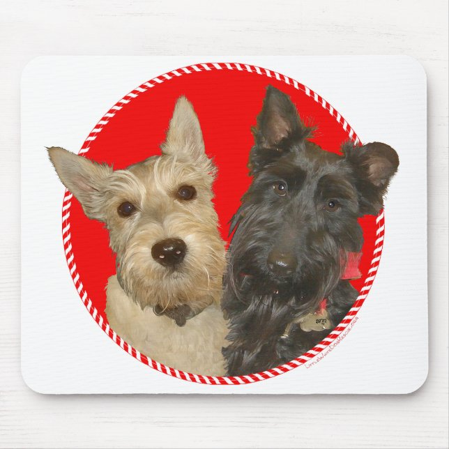 Christmas Wheaten & Black Scotties Mouse Pad (Front)