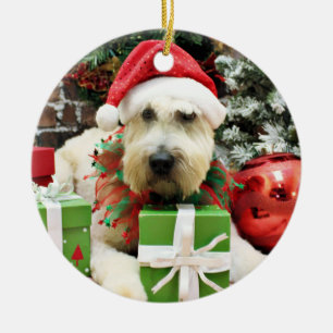 Christmas - Wheaten Terrier - Bailey Ceramic Ornament