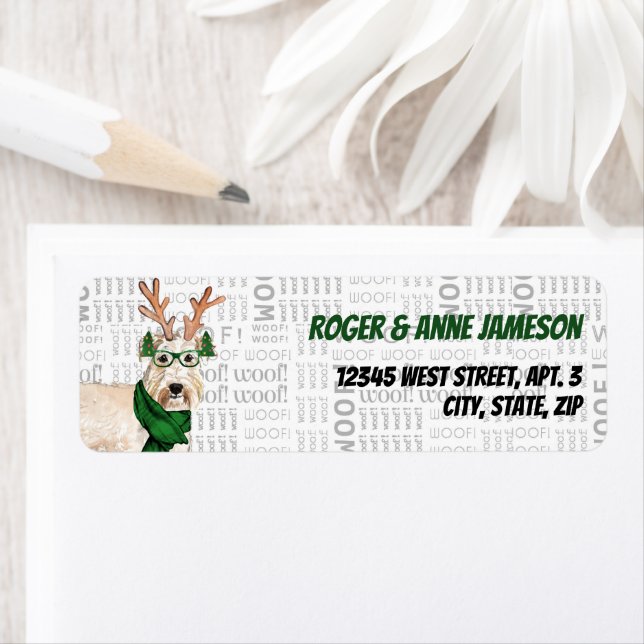 Christmas Wheaten Terrier Dog Lover Address Label (Insitu)