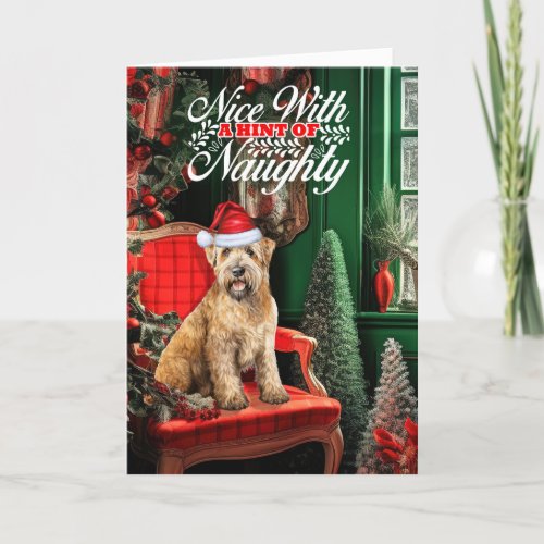 Christmas Wheaten Terrier Dog Naughty or Nice Holiday Card