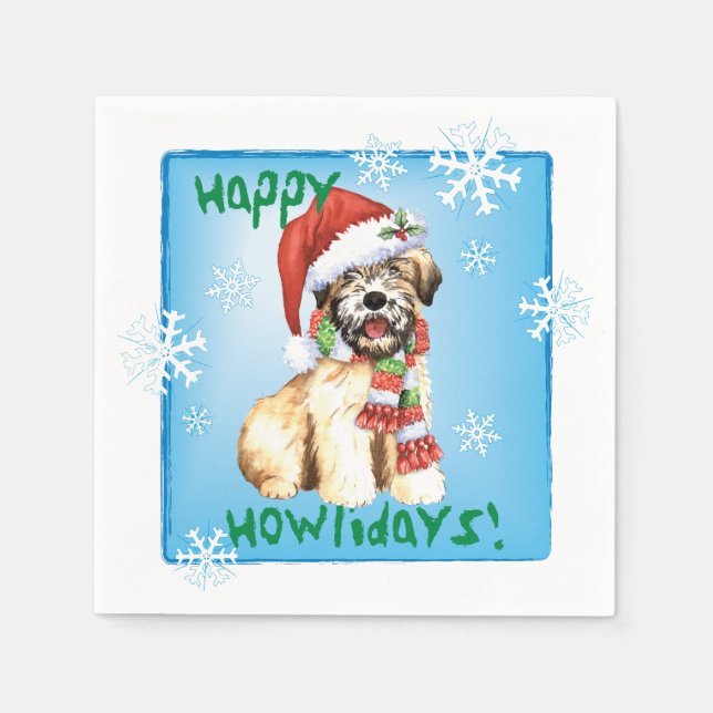 Christmas Wheaten Terrier Napkins (Front)