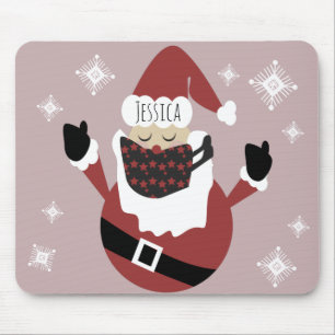 Christmas Whimisical Santa Snowflakes Name Mouse Pad