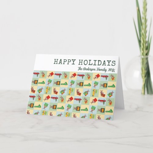 Christmas Whimsical Cars Trees Typewriter Text Holiday Card