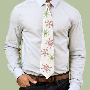 Christmas Whimsical Cute Colorful Snowflake  Neck Tie