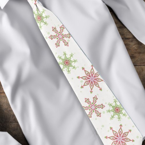 Christmas Whimsical Cute Colorful Snowflake  Neck Tie