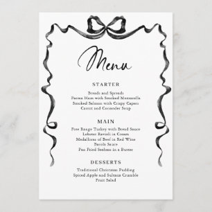 Christmas Whimsical Funky Black Bow Dinner Party Menu