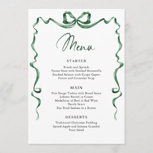 Christmas Whimsical Funky Green Bow Dinner Party Menu