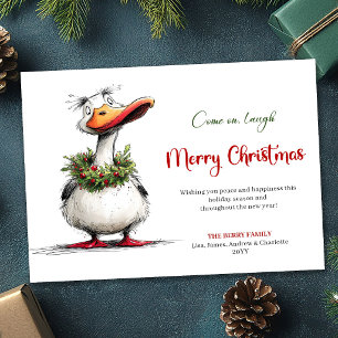 Christmas Whimsical Goose Cartoon Funny Greeting Holiday Card