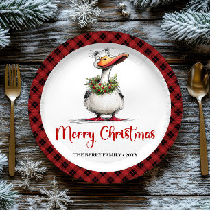 Christmas Whimsical Goose Cartoon Funny Party   Paper Plates