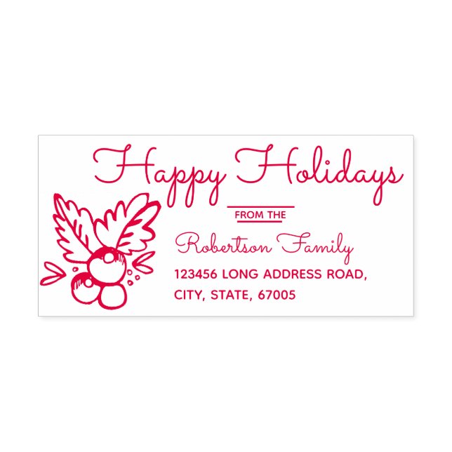 Christmas Whimsical Hand Drawn Holly Berries Self-inking Stamp (Design)