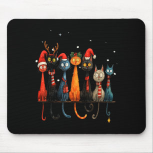 Christmas Whimsical Mid-century Modern Look Cats 5 Mouse Pad