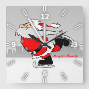 Christmas, Whimsical Santa Claus Square Wall Clock