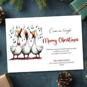 Christmas Whimsical Silly Geese Playful Greeting Holiday Card