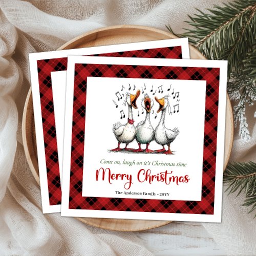 Christmas Whimsical Silly Geese Playful Napkins