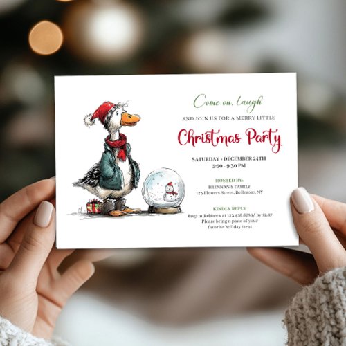 Christmas Whimsical Silly Goose Playful Party   Invitation