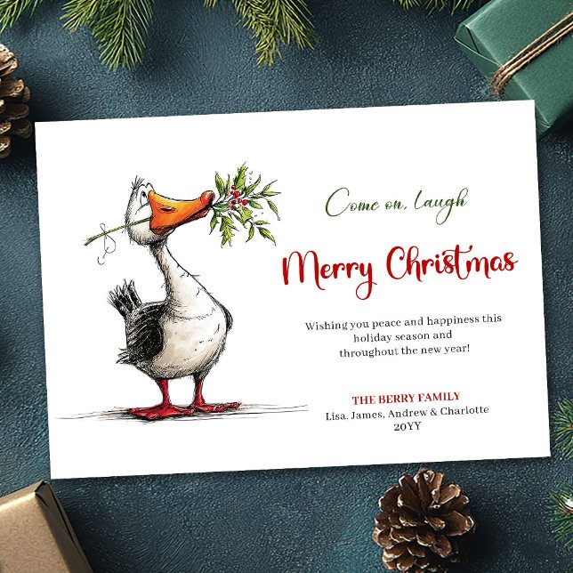Christmas Whimsy Goose Cartoon Funny Greeting Card (Christmas Whimsy Goose Cartoon Funny Greeting Card)