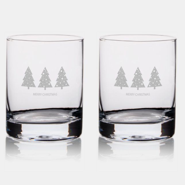 Christmas Whiskey Rocks Glass 10oz (Glassware)